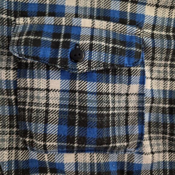 Always Indigo XJ2439‎ 3XL Blue Plaid Lightweight Button Front Hooded Shacket - Picture 1 of 6